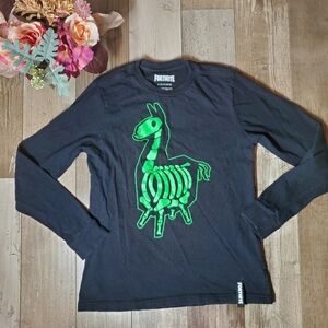Fortnite Victory X-Ray Skeleton Llama Boys Size Large 10/12 Shirt Black Green